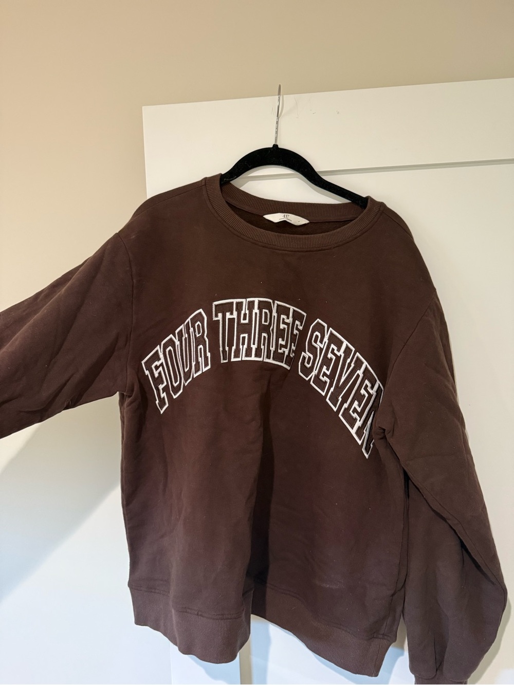 Brown 'Four Three Seven' Graphic Crewneck Sweater - 437 - Picture 3 of 4